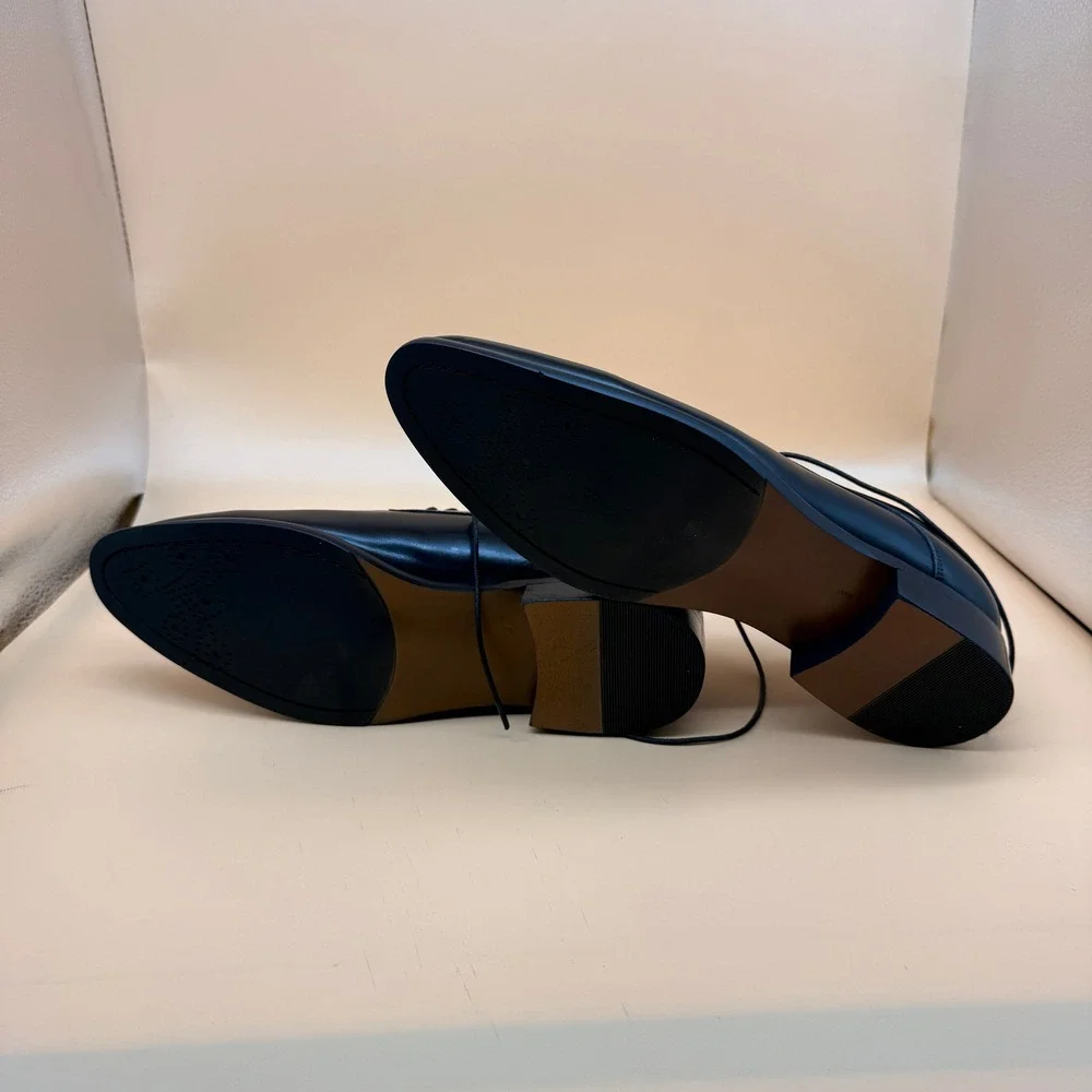 Santimon Men's US 8.5‎ Black Leather Formal Derby Lace Up Dress Shoes